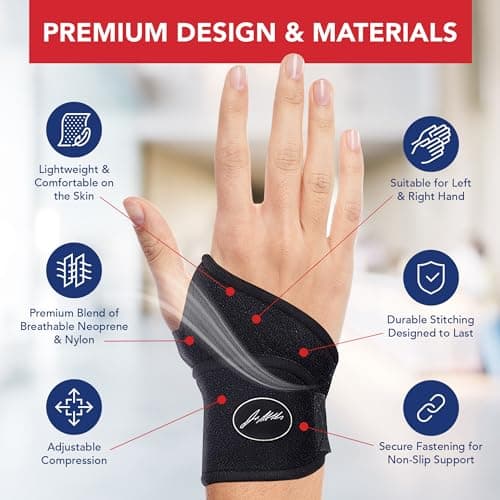 Doctor Developed Premium Copper Lined Wrist Support/Wrist Brace/Hand Support/Strap [single] & Doctor Handbook— Relieve Wrist Injuries, Arthritis, Sprains (Wrist Brace - Medium) — view 3
