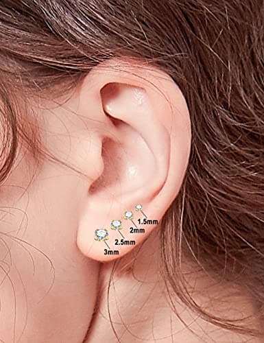 Birthstone Nose Studs Threadless Earring 18k Gold Plated 1.5mm 20 Gauge 6mm — view 5