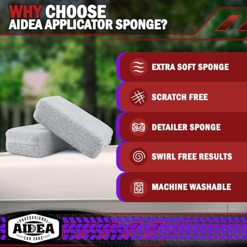 AIDEA Microfiber Applicator Pad-8 Pack, Car Wash Sponge, Grey — view 2