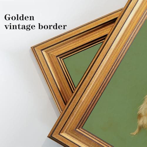 WZGZXU Vintage Gold Framed Wall Art Zoomies Dog Wall Decor Rustic Pet Canvas Art Whimsical Animal Pictures Running Dog Paintings Farmhouse Prints For Livingroom Bedroom 8x10in — view 4