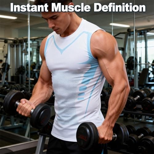 Lakemesure V Boost Shape Wear Shirt Men, V-Boost V2 Compression Tank, Quick-Drying Wicking Breathable Workout Gym Shirts (Black2,Large)