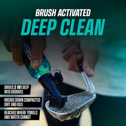 Geko Golf Club Brush and Cleaner System with Magnetic Attachment, Golf Club Cleaning Brush for Grooves, Grips, Irons and Balls — view 2