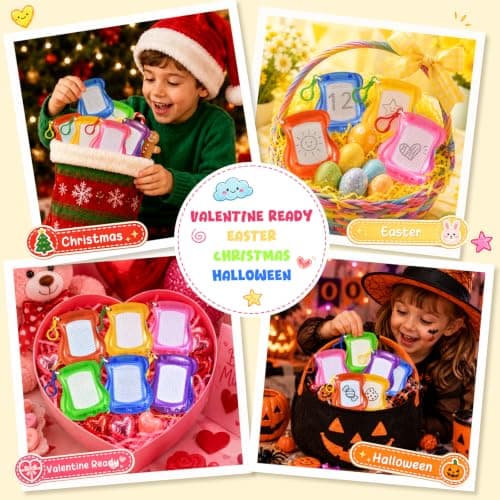 6 Pack Mini Magnetic Drawing Board for Kids, Erasable Keychain Doodle Board — view 6