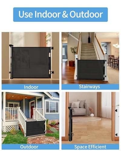 Retractable Baby Gate,Mesh Baby Gate or Mesh Dog Gate,33.6" Tall,Extends up to 55" Wide,Child Safety Gate for Doorways, Stairs, Hallways, Indoor/Outdoor (Black 33.6"x55") — view 4