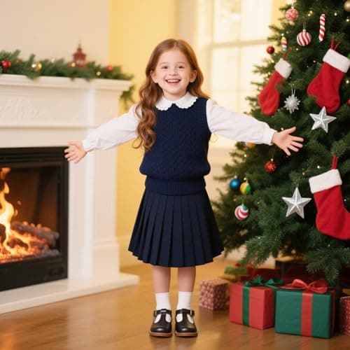 Kiderence Toddler Little Girls Mary Jane Dress Shoes School Oxford for Girls Black Flats Size 6M — view 2