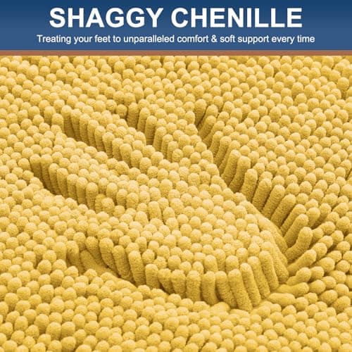 Smiry Luxury Chenille Bath Rug, Extra Soft and Absorbent Shaggy Bathroom Mat Rugs, Machine Washable, Non-Slip Plush Carpet Runner for Tub, Shower, and Bath Room(20''x32'', Yellow) — view 2