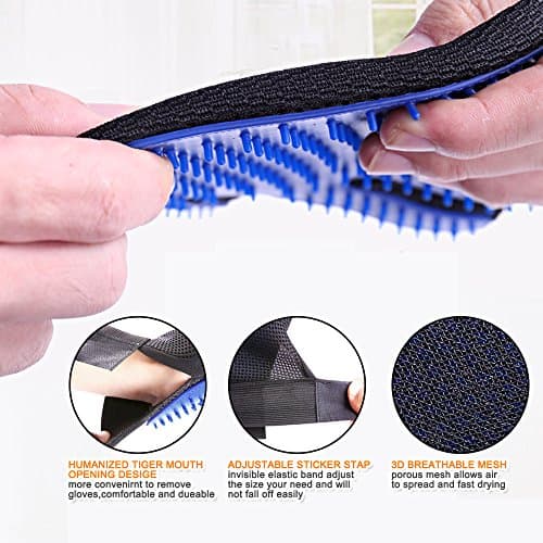 Pet Grooming Glove,Gentle Deshedding Brush Glove Hair Remover Brush for Dogs,Cats & Horses with Long & Short Fur,Enhanced Five Finger Design -One Pair Left & Right — view 5