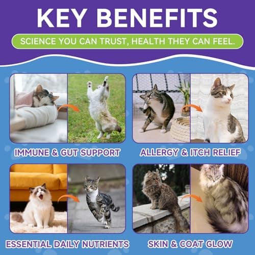 Cat Allergy Relief for Cats, Allergy Treats with Multivitamin Omega-3 Probiotic for Cats, Immunity Supports Seasonal Itching Licking & Scratching for All Breeds 500 Crunchy & Krill Core Chicken Flavor — view 2