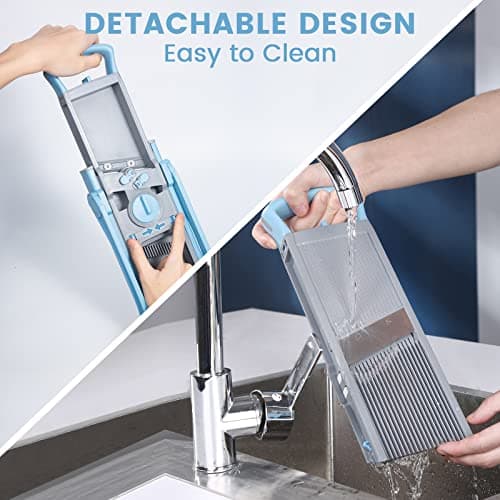 SupMaKin Upgrade Safe Mandoline Slicer Plus, Vegetable Chopper, Potato Slicer, Food Slicer Onion Chopper, Fry Cutter, Veggie Salad Dicer Kitchen Chopping Artifact Gifts (Blue) — view 4