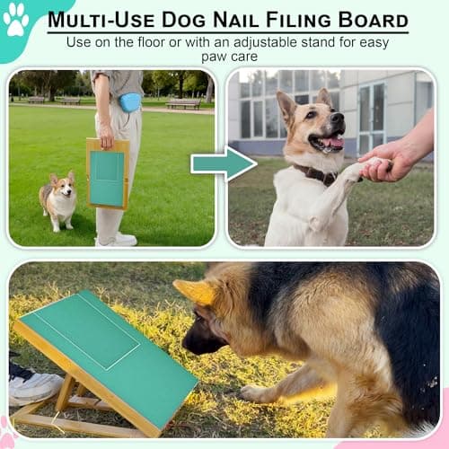 Dog Scratch Board for Nails with Treat Drawer 3 Extra Adhesive Sandpapers – Durable Wooden Dog Scratch Pad, Nail Filing Board, Bonus Nail Clipper & Swan File, Safe Alternative to Grinders & Clippers — view 4