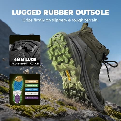 NORTIV 8 Men's Waterproof PRO Hiking Boots Lightweight Outdoor Trekking Camping Climbing Shoes for Everyday Wear Armadillo FieldLite,Size 9.5,Army Green,SNHB26001M — view 7