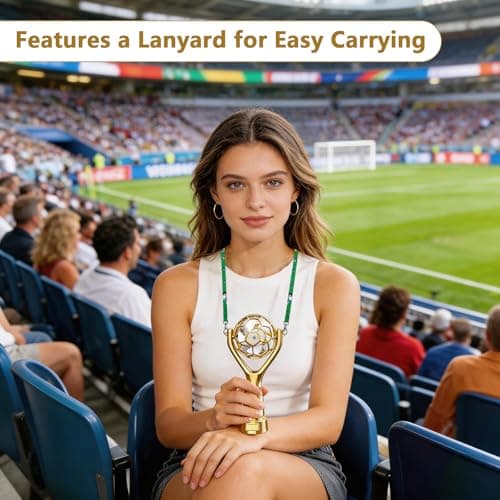 SZSHYNJ Soccer Trophy Shaped Handheld Fan, Soccer Gifts for Sports Enthusiasts, Kids, Boys and Girls, Portable USB Rechargeable Mini Fan for Stadium, Game Day, 2026 World Football Event, Outdoor, Gold — view 3