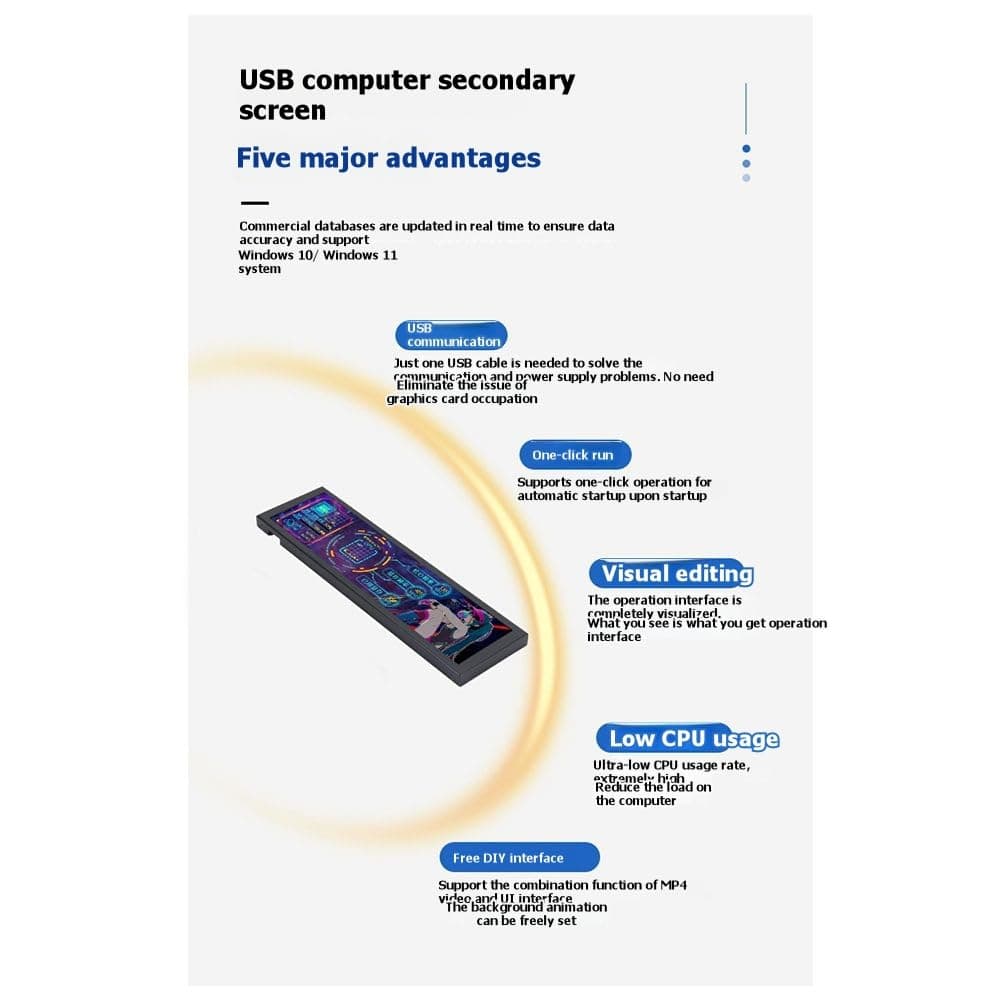 Pantalla Secundaria Turing Smart de 9.2 Pulgadas IPS USB, Monitor de Computadora para PC con CPU, GPU y RAM para Monitoreo y Visualización. — view 5