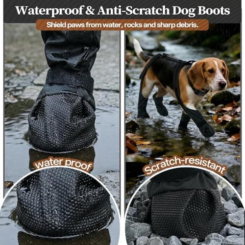 LETSQK Anti-Slip & Fall Dog Suspender Boots, Waterproof Adjustable Dog Shoes for Large Dogs, Dog Rain Boots Pet Paw Protector Recovery Booties for Outdoor Walking Rainy Snow Hiking, Black L — view 4