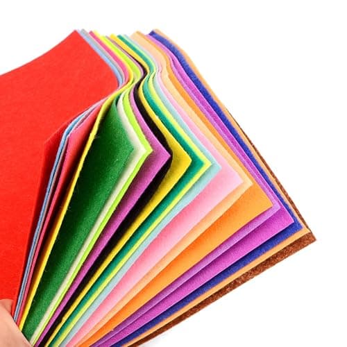Meitola Felt Fabric Sheet 4"x4" (10 * 10cm) DIY Hand Sewn Patches on Fabrics, Various Colored Polyester Felt Fabrics for Art and Crafts, Party Decorations, 1mm Thick