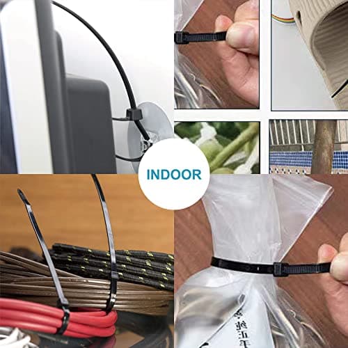 Zip Ties Assorted Sizes(4”+6”+8”+12”), 400 Pack, Black Cable Ties, UV Resistant Wire Ties by ANOSON — view 6