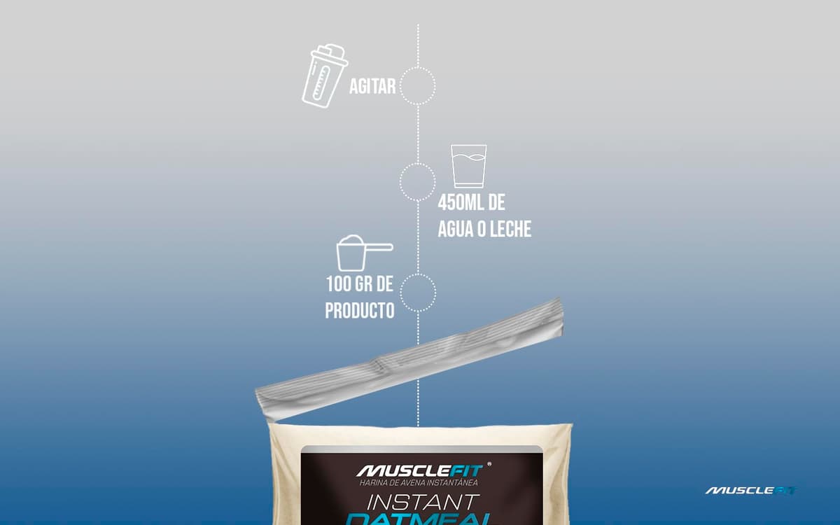 MuscleFit Harina de Avena Integral | 1kg de Avena Molida | Sabor ChocoKit | Oatmeal | Bajo en grasas — view 5