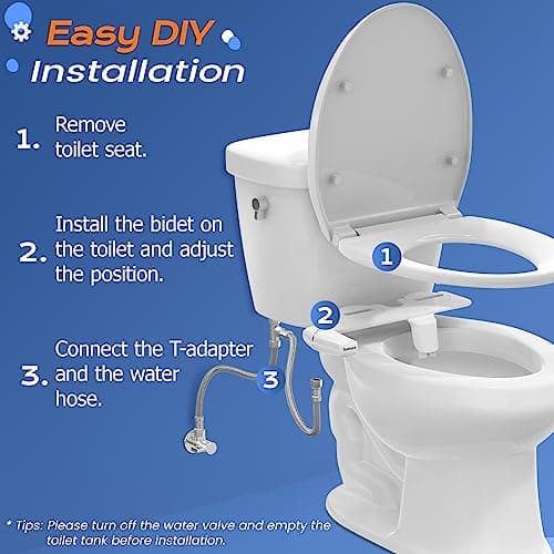 SAMODRA Ultra-Slim Bidet Attachment, Minimalist Non-Electric Dual Nozzle (Frontal & Rear Wash) Adjustable Water Pressure, Fresh Water Bidet Toilet Seat Attachment, Easy to Install — view 3