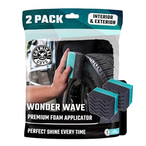 Chemical Guys Wonder Wave Durafoam Contoured Large Tire Shine & Dressing Applicator Pad, Pack of 2