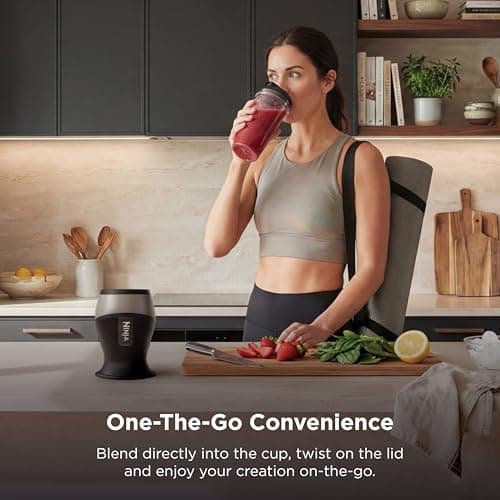 Ninja Fit Compact Personal Blender | For Smoothies, Shakes & Frozen Drinks | (2) 16-oz. To-Go Cups with Spout Lids | 700-Watt Countertop | Black | QB3001SS — view 3