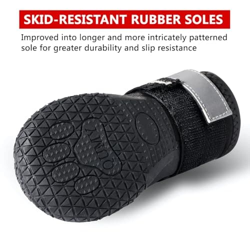 QUMY Dog Shoes for Large Dogs, Medium Dog Boots & Paw Protectors for Winter Snowy Day, Summer Hot Pavement, Water-Resistant in Rainy Weather, Outdoor Walking, Indoor Hardfloors Skid-Resistant Sole — view 3