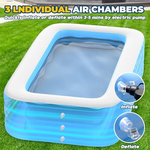 CACSPS Inflatable Swimming Pools, 60" X 40" X 20" Full-Size Inflatable Pool for Kids and Adults, Durable Family Lounge Pool, Kiddie Pool for Backyard, Garden or Indoor — view 2