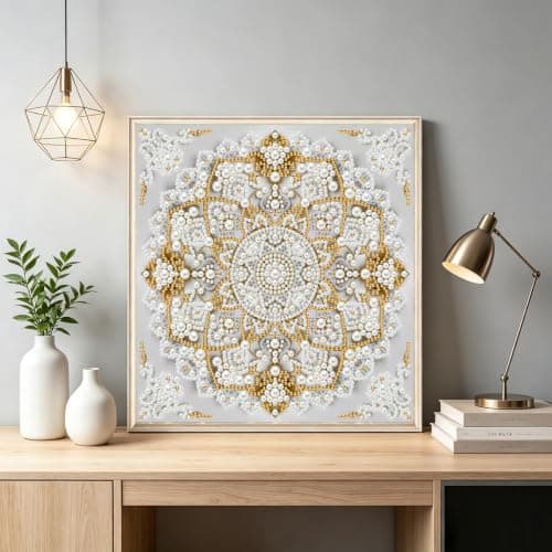 GEMFAMILY 5D Diamond Painting Kits for Adults,DIY Special Shaped Diamond Art Kit for Mandala,Pearl Diamond Dots Painting Crystal Rhinestone Gem Art for Home Wall Decor 11.8 X 11.8 Inch — view 3