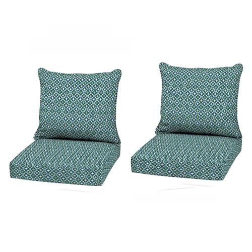 Arden Outdoor Deep Seat Cushion Set (2-Pack), 22 in x 24 in, Weather-Proof, Rain-Proof, Fade Resistant Patio Cushion for Chair, Sofa, and Couch Alana Tile