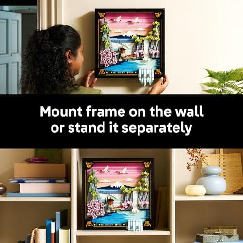 LEGO Art Japanese Cherry Blossom Landscape Building Set for Adults - Room Decoration & Gift for Women & Men, Ages 18+ - Framed Wall Decor, Stand or Hang to Display - 31218 — view 5