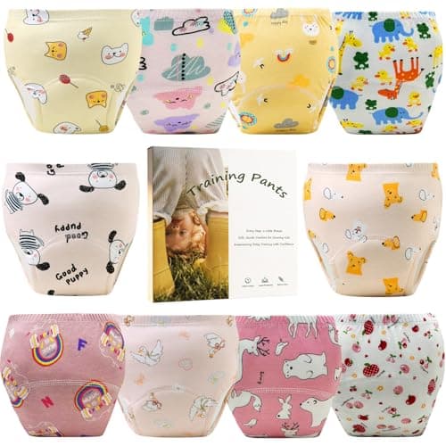Upairy Training Pants for Boys Girls,Toddler Potty Training Underwear,Leakproof Reusable Kid Confident Panties,Children's Potty Underwear 100% Cotton for 2T-6T(10PCS,M)