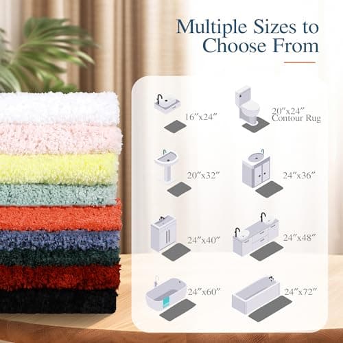 Walensee Bath Rug for Bathroom Non Slip Bathroom Mat (20 x 32, Teal) Water Absorbent Soft Microfiber Shaggy Bathroom Rug Machine Washable Bath Mat for Bathroom Thick Plush Shower Mat — view 6