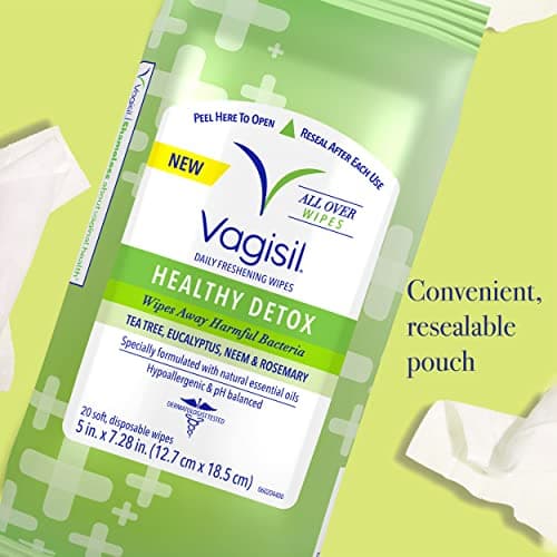 Vagisil Wipes for All Over Cleaning, Health Detox, Formulated with Essential Oils, 20 Wipes in a Re-Sealable Pouch (Pack of 1) — view 4