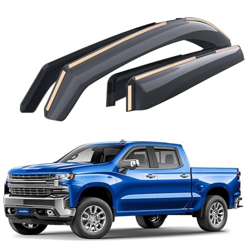 Goodyear Shatterproof in-Channel Window Deflectors for Chevrolet (Chevy) Silverado/GMC Sierra 1500 2019-2026 Crew Cab,Rain Guards,Window Visors,Vent Deflector, Truck Accessories,4pcs- GY007763