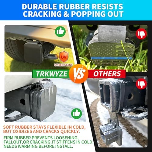 TrkWyze Trailer Hitch Cover with Retention Ring, UV-Resistant Rubber Formulated to Prevent Cracking in Sun & Heat, Heavy-Duty One-Piece Construction for Lasting Durability (Plain) — view 2
