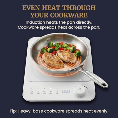 Elite Gourmet Slim Portable Induction Cooktop, 1500W Countertop Burner with 10 Power Levels & Temperature Control (140°F–465°F), Ultra-Slim 2" Design, Digital Touch Controls, Timer & Child Lock — view 3