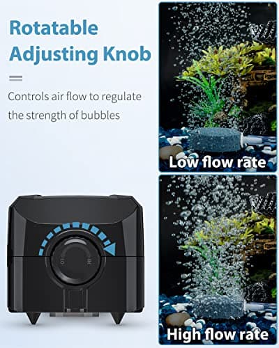 Pawfly Adjustable Aquarium Air Pump 4-LPM 2 Outlets with Oxygen Accessories for 20-100 Gallon Fish Tank Pond