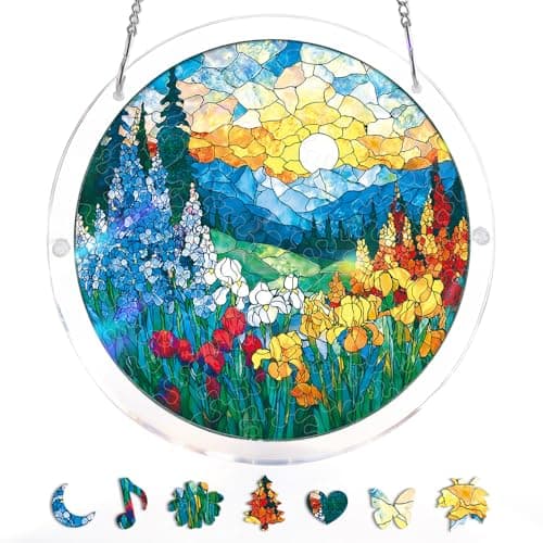 Acrylic Puzzle Suncatcher 83 Pieces, Dawn Blossom Sea Sun Catchers Puzzle, DIY SunCatchers Puzzles Window Hanging, Home & Garden Decor, 7.4 in