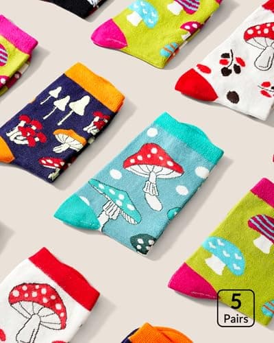 Jeasona Women's Mushroom Socks Mushroom Gifts for Women Fun Funny Cute Socks — view 2