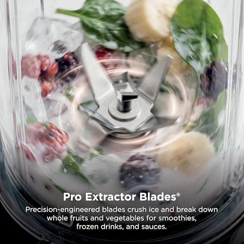 Ninja Nutri-Plus Personal Blender | Compact Push to Blend | Make Frozen Drinks, Smoothies, Sauces & More | With (3) 20 oz. To-Go Cups, (2) Spout-Lids & (1) Storage-Lid | 900 Peak Watt | Silver | BN301 — view 4