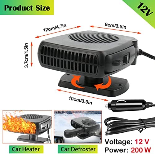 Car Heate,2026 New Upgraded Portable Car Heater for Vehicle, 12V Car Heater Portable, Portable Heater for Car, 360° Rotatable Car Defroster Windshield Heater (Black） — view 5