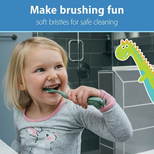 Dr. Brown's Toddler Toothbrush, Dinosaur, Green and Orange, 2-Pack