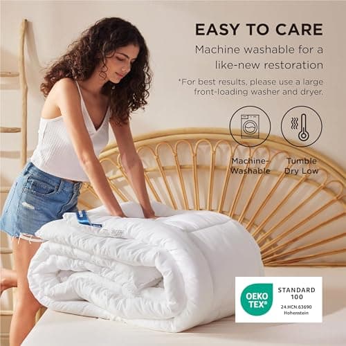 Bedsure Comforter Duvet Insert - Quilted Comforters King Size, All Season Duvet, GentleSoft Down Alternative Bedding Blanket, with 8 Tabs, Gifts for Women/Men, White, King 90 x 102 Inches — view 4