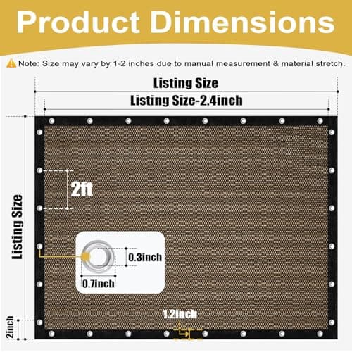 Shade&Beyond 90% Sun Shade Cloth with Grommets, 8X8 FT Pergola Shade Cover Canopy, Mesh Tarp Sun Screens for Patio, Outdoor, Garden, Backyard, Mocha — view 2