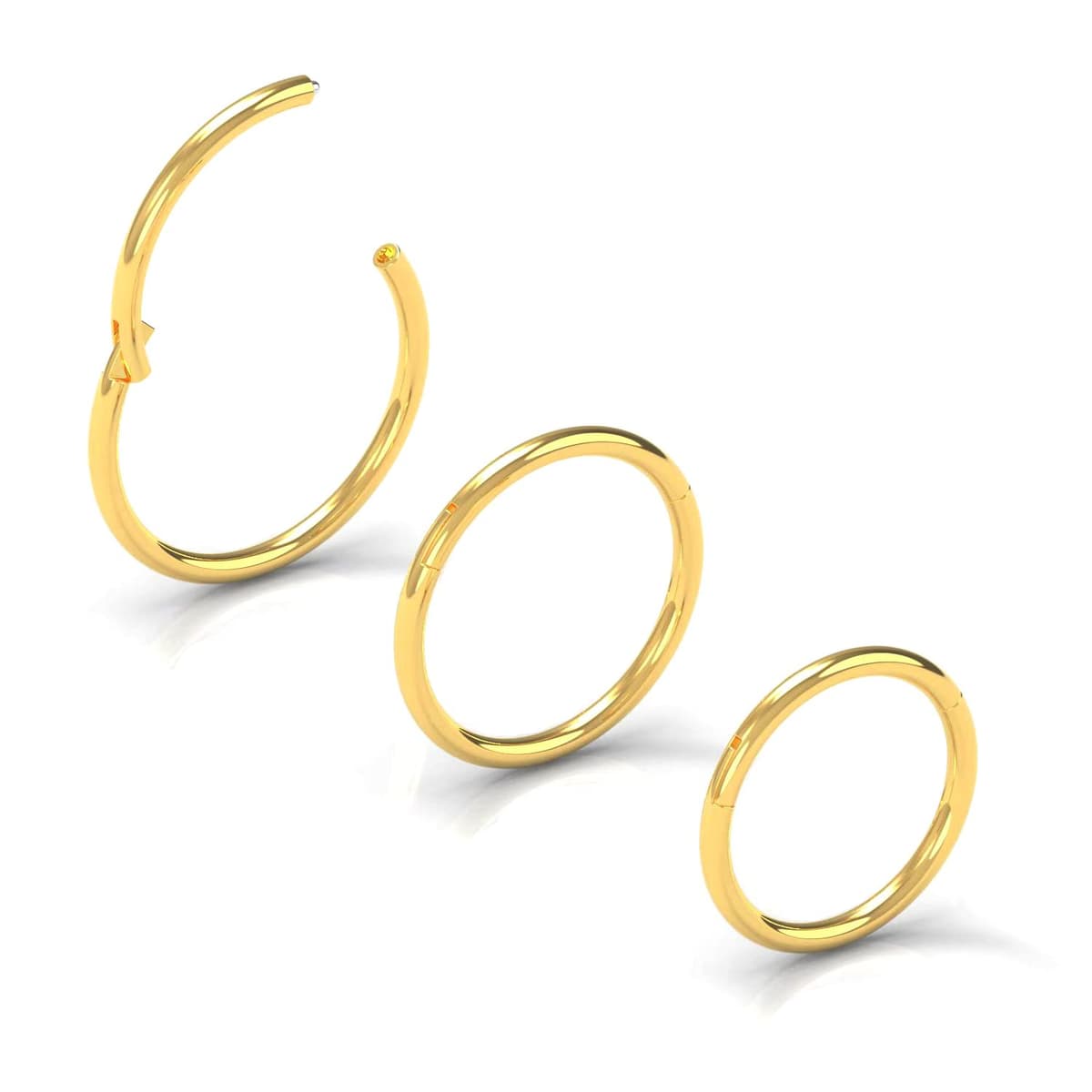 NewkeepsR 6G/8G/10G/12G/14G/16G/18G/20G Steel Nose Ring Hoop Piercing,Septum Lip Helix Cartilage Rook Body Jewellery,Diameter From 5mm to 14mm, Gold-Rose Gold-Silver tone-Black — view 15