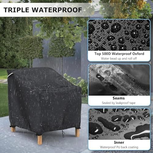 Gasadar Patio Chair Cover-2 Pack, Heavy Duty Waterproof UV Resistant Anti-Fading Chair Covers for Lawn Outdoor Furniture Chairs,33"W x 34"D x 31.1"H — view 4