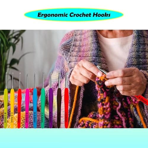 Yarniss Ergonomic Crochet Hooks Set, 9 Sizes Crochet Hooks with Case 2.0mm~6.0mm for Beginner — view 5