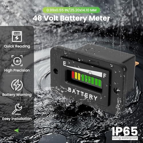 48 Volt Battery Meter, LED Golf Cart Battery Gauge with State of Charge Indicator, Compatible with Club Car, EZGO, Yamaha & Star EV Carts — view 2