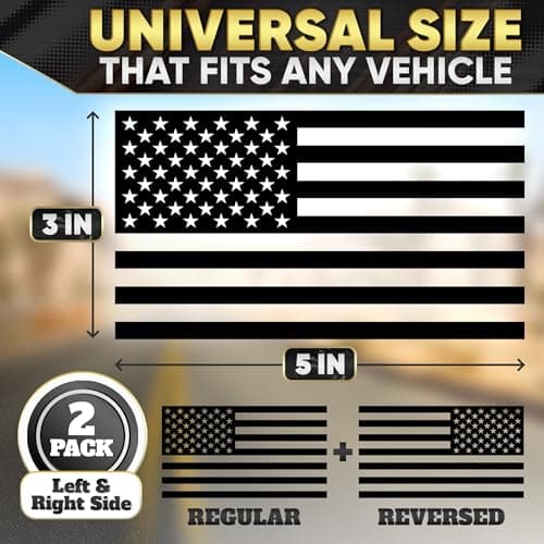 Transparent Black American Flag Vinyl Decal for Car – 1 Pair 5"x3" | Matte Black Finish, Reverse Pair | UV-Proof, Waterproof US Flag Stickers | Patriotic Decals for Truck, SUV, Motorcycle, Laptop