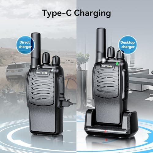 Retevis H777 Walkie Talkies Rechargeable, 2 Way Radios, Portable FRS Two Way Radio, Short Antenna, LED Flashlight, Rugged Walkie-Talkie for Adults Family Outdoor (3 Pack)