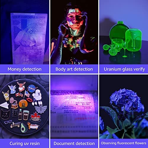 LE UV Flashlight, Handheld Black Light Flashlight, 395nm Ultraviolet Flashlight, Pet Urine Stain Detector, 3 AAA Batteries Included, Find Stains on Clothes, Carpet or Rugs — view 3